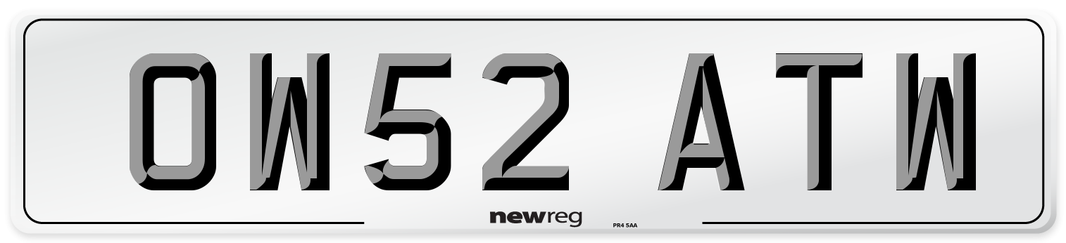 OW52 ATW Number Plate from New Reg